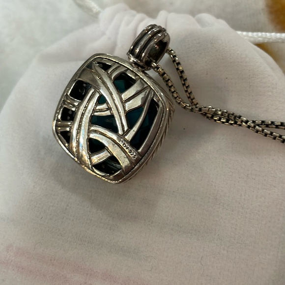Absolutely Beautiful David Yurman Hampton Blue Topaz Pendant with Diamonds. - Picture 7 of 10